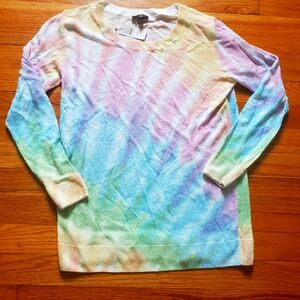 Talbots Women Colorful Tie-Dye Petite Small Linen Blend Top NWT MSRP $89